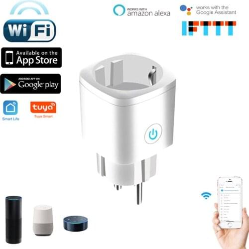 Tuya Smart Home EU Wifi Plug With Power Monitor, Wifi Wireless Smart Socket Outlet With Amazon Alexa / for Google Home Assistant