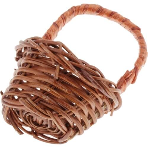 Handmade Vintage Woven Basket Container Simulation Fairy Garden Ornaments