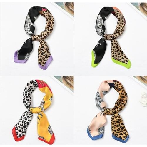 Yishine Wholesale 20pc Mix Colors Multifunction Leopard Animals Printed Womens Satin Wraps Scarves Shawl Polyester Silk Scarf