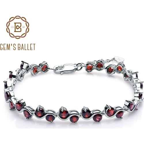 GEMS BALLET 11.79Ct Natural Red Garnet Gemstone Bracelet Genuine 925 Sterling Silver Bracelets & Bangles For Women Fine Jewelry