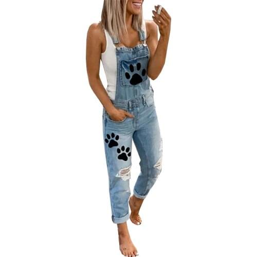 2021 Straps Jeans Female Basic Classic Pencil Blue Denim Pants Ripped Hole Stretch Rompers Jumpsuit Jeans Women Overalls