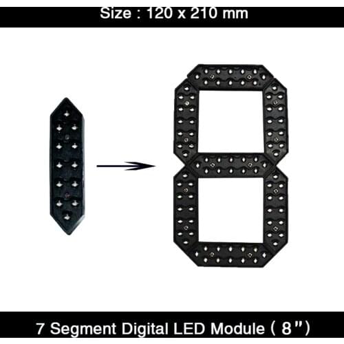 HD 6pcs/lot 8" Inch 7 Segment Digital Number Outdoor LED Display Module with Red/Yellow/White/Green /Blue Color