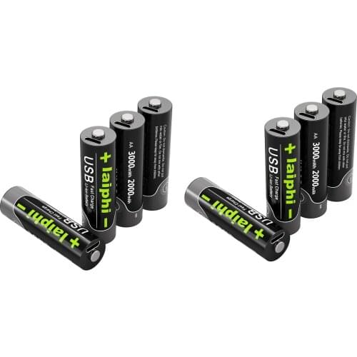 New 8pcs 1.5V AA 2775mWh Li-polymer li-po Rechargeable lithium li-ion Battery USB Batteries