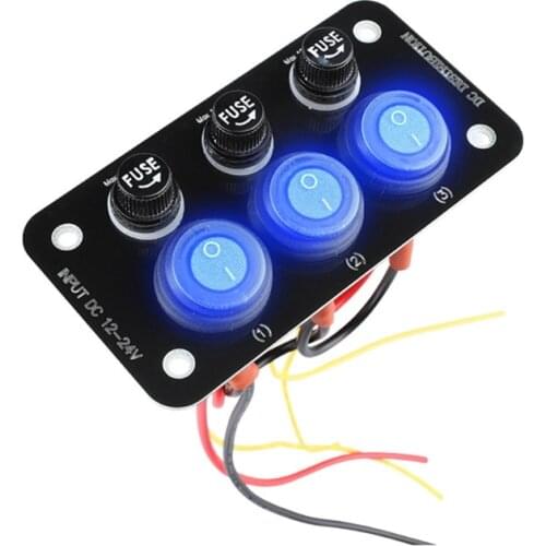 Car Marine Boat Caravan Modification Supplies 12-24V Switch Panel with 10A Fuse Short Circuit Protection Panel