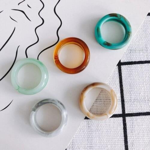 DIY jewelry accessories wholesale simple resin translucent round ring retro ring material accessories