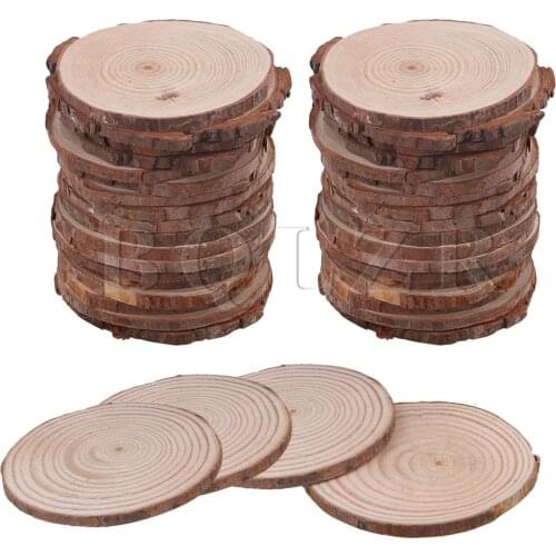 BQLZR 40Pieces Original Ecological Rustic Pine Wood Slices Round Brown Wooden