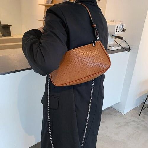 Chain PU Leather Crossbody bag For Women 2021 Lady Designer Handbag and Purses Solid color Shoulder Bag Cross Body Bags