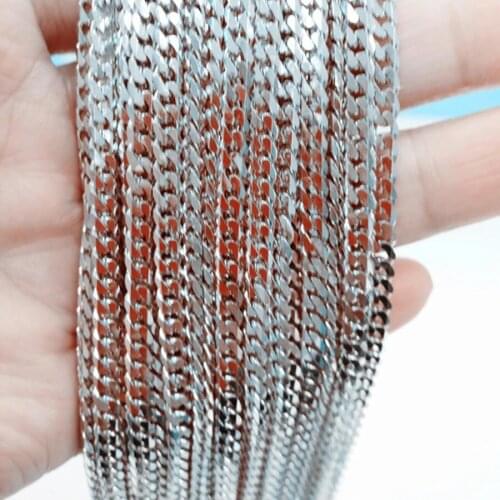 Granny Chic Men Women Silver Color 316L Stainless Steel Curb Cuban Link Chain Necklace Wholesale Jewelry Gift 4mm 5/10/20 Meters