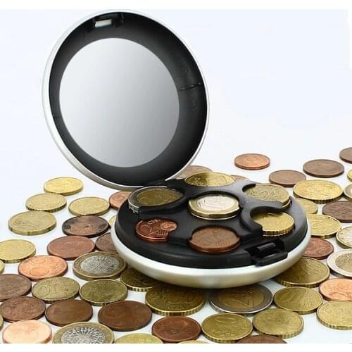 10 Colors Aluminum Alloy Coin Dispenser Euro Dollar Coin Box Dispenser Coins Purse Wallet Holders Storage Organizer Money Boxes