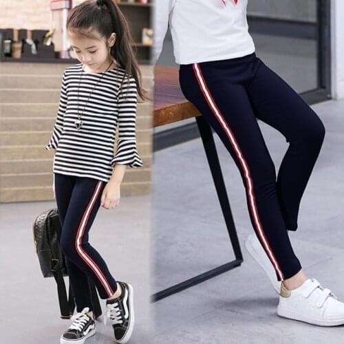 Girls Slim Leggings Skinny Elastic Pants Leggins Kids Striped Pants for Girls Children Clothing