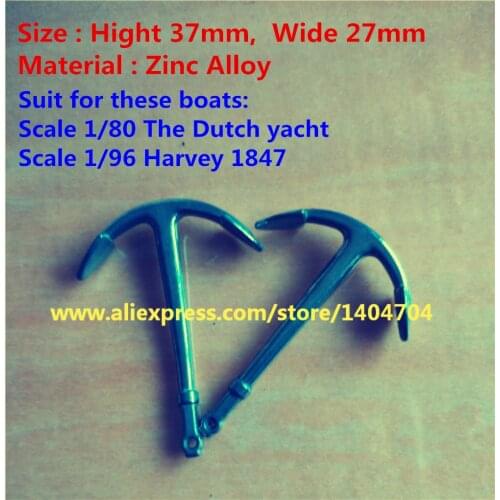 The Dutch royal yacht model upgrade accessories the Zinc Alloy anchor model Length 37x27mm 2 pcs/set