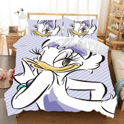 Disney Daisy Donald Duck Printed Bedding Set Children Girls Cute Duvet Quilt Cover Pillowcase Bedroom Decoration Home Textile