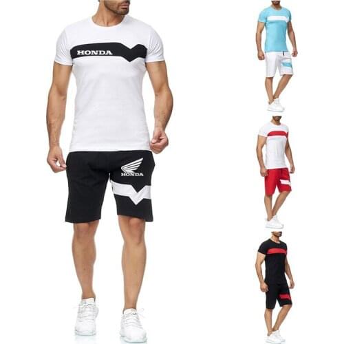 Summer Latest Mens Honda Printing Casual Pants Short Sleeve Shorts Suit Fashion Comfortable Breathable Harajuku Sets