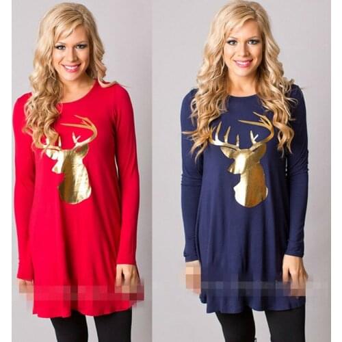 Red Dresses For Pregnant Women Clothing Winter Dress Printed Christmas Elk Tops Maternity Vestido New Year Pregnancy Clothes