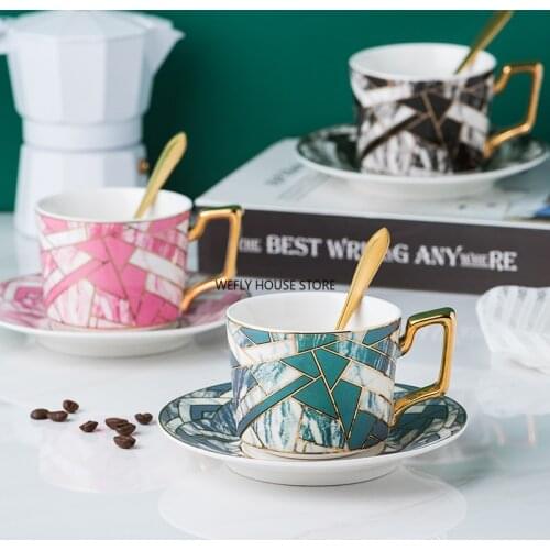 Creative ceramic coffee cup dish simple office Cup afternoon camellia tea cup mug ethiopian coffee cup set saba