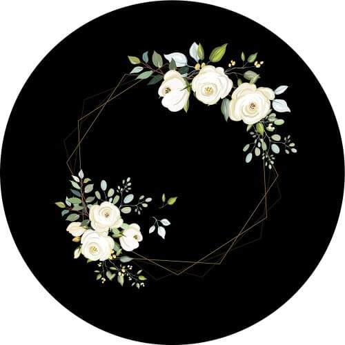 Round circle background black white flower baby shower backdrop wedding bride kids birthday Party decor table Cover YY-650