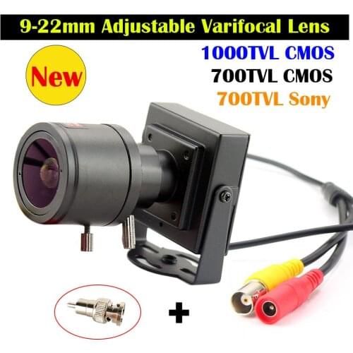 Mini Zoom Camera 700TVL SONY Sensor 9-22mm Varifocal Manual Lens 1000TVL COMS HD Security CCTV Camera Car Overtaking + RCA Adapt