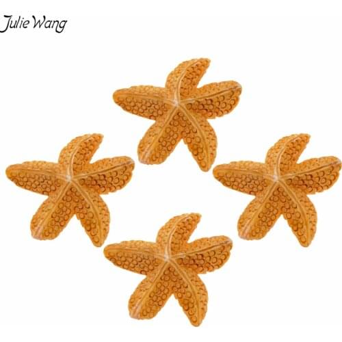 Julie Wang 6pcs/pack Cute Starfish Sea Theme Embellishment Miniature Garden Ornaments Resin articles Accessories 23mm