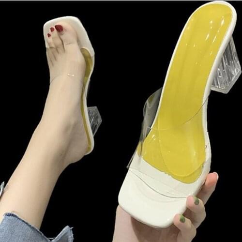 Fashion Women Sandals High Heels 2.75 Inches Beautiful Transparent Sexy Slippers(Size 35-43