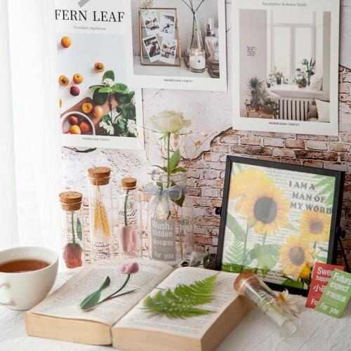 JIANWU 8 Sheets Norwegian Forest Series PET Stickers Transparent Sunflower Lavender Flowers Make Card DIY Journal Decoration