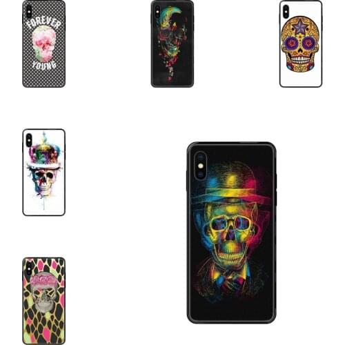 New Black Soft TPU Phone Cover Tie Dye Skull Design For Huawei Honor 20 20i 20s 10 10i 6A 7A 7X 8C 8X 9 9A 9I 9X Lite Pro