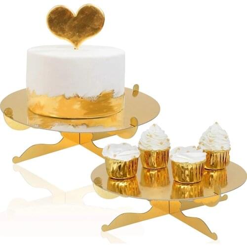 1-Layer Golden Round Cardboard Cupcake Holder Dessert Holder Reusable Cake Holder Used for Birthday Wedding and Party Decoration