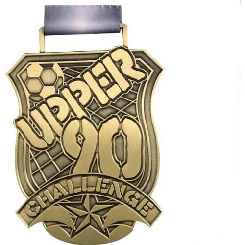 Antique Bronze Gold Plated Commemorative Medal Hot Sale 3D Engraving Medal and Ribbon