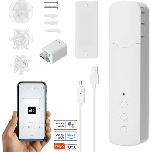 TM616EGB Tuya WiFi Rechargeable Curtain Motor WiFi Converter APP Control Voice Control Quiet Compatible with Alexa Google Home