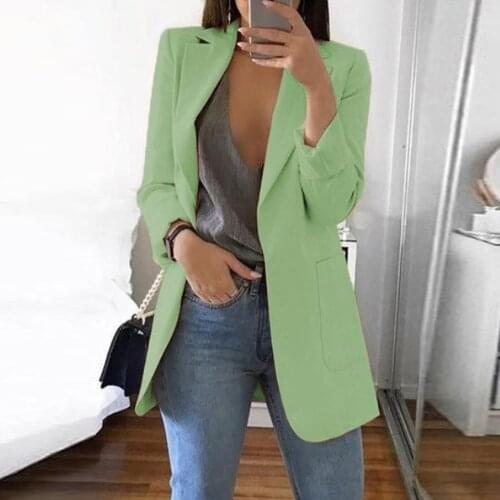 Women Summer loose Suit Jacket Solid Open Front Pockets Cardigan Formal Suit Long Sleeve oversize coat solid color formal blazer