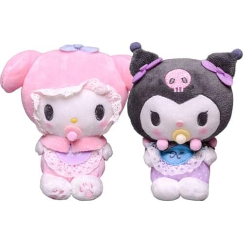 Plush Toys Kuromi My Melody 15CM Baby Pacifier Soft Stuffed Plush Dolls Backpack Pendant Keychain Ornaments Girls Gifts Toy