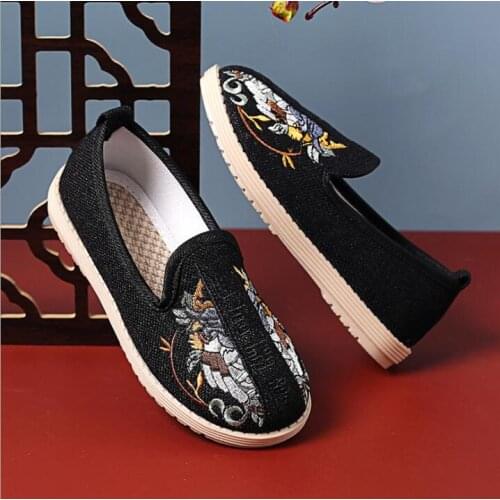 Hot Spring and Autumn Childrens traditional embroidered cloth shoes Boys' Hanfu Handmade traditional boy embroidered flat shoes