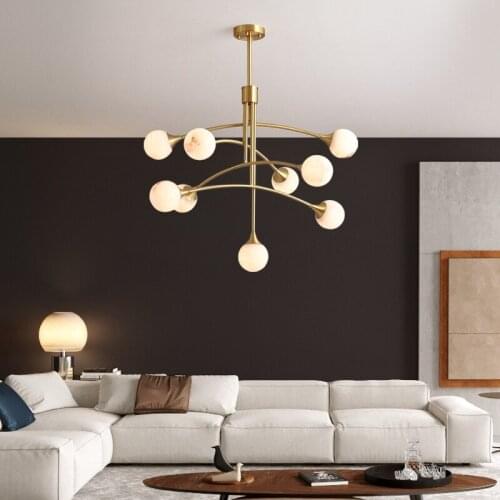 Nordic Magic Bean Chandelier Light Luxury Copper Marble Ceiling Lamp for Living Dining Room Bedroom Kitchen Home Decor Fixtures
