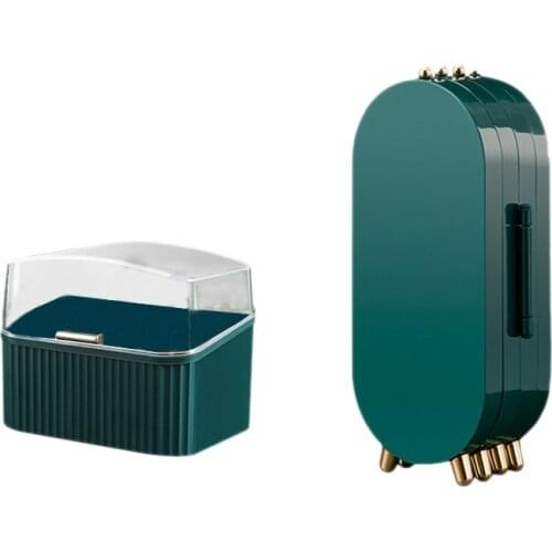 Foldable Jewelry Storage Box+Lipstick Storage Box 4 Doors Earrings Display Stand Bracelet Necklace Organizer
