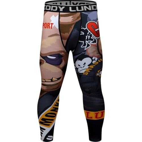 Sports wear compression pants contract running tights legging for men black