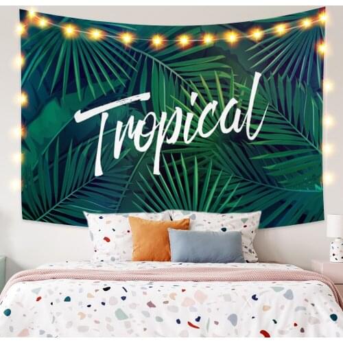 Tropical Plant Tapestry Wall Mounted Polyester Summer Bohemian Palm Banana Leaf Flower Print Hippie Tapestry Beach Towel Mat