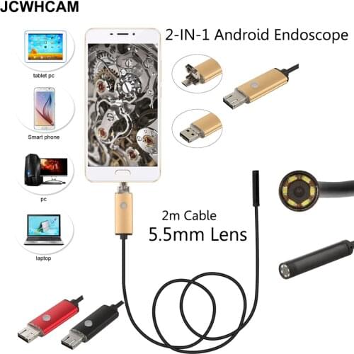 JCWHCAM USB Car Endoscope PC Android Endoscope 5.5mm Lens USB Endoscope Camera Waterproof Inspection Borescope Micro OTG