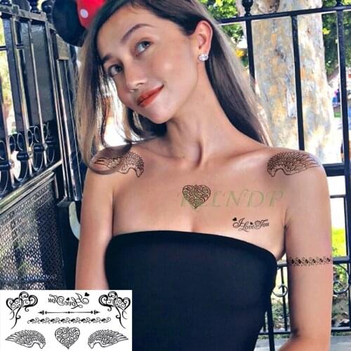 Waterproof Temporary Tattoo Sticker arrow symbol wing flower vine heart tatto flash tatoo fake tattoos for kid Men women