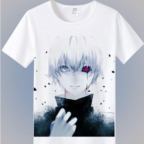Japanese Anime Tokyo Ghoul Cosplay T Shirt Cartoon Kaneki Ken Touka Kirishima Printed Summer T-Shirt Cartoon Top Tee Costume