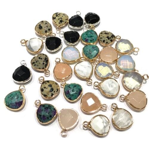 1Pc Natural Stone Agates Turquoises Pendant Charms Fashion Faceted Pendants For Jewelry Making DIY Necklace Wholesale