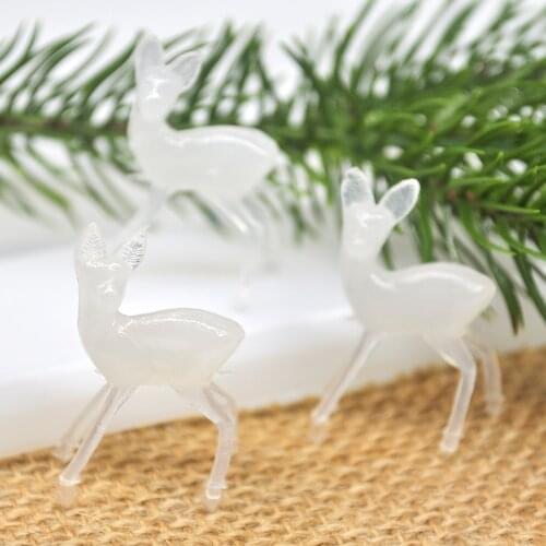 12Pcs Artificial Mini Deer Doll Garden Model Plastic Crafts Statue Family Decoration Children Toy Christmas Pendant