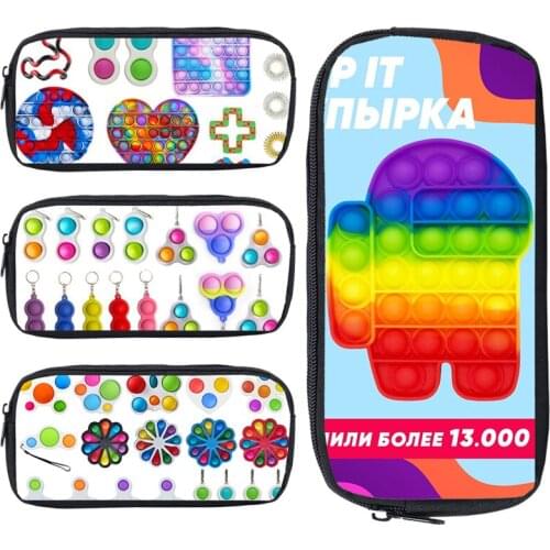 3D Cartoon POP It Pencil Case Family Games Pop Fidget Cosmetic Cases Organizer Makeup Box Stationery Storage Bag School Supplies