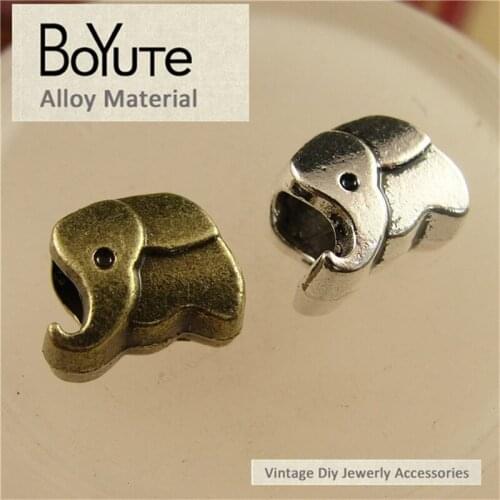 BoYuTe (100 Pieces/Lot) 11*9*7MM Antique Bronze Silver Plated Metal Elephant Beads Diy Jewelry Findings Accessories