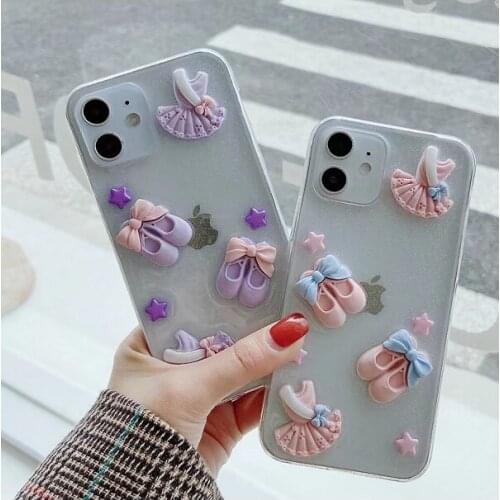 Cute Pink Purple Epoxy Glitter Phone Case for IPhone12 12pro Max Xr Xsmax X Soft Tpu Back Cover for Iphone 11 Pro Max Star Case