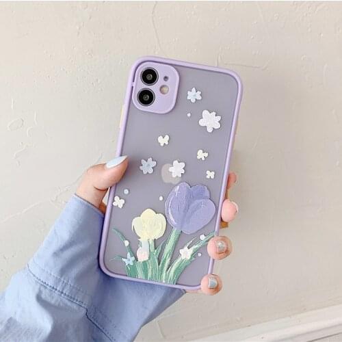 JAMULAR Oil Painting Rose Flower Phone Case For iPhone 11 Pro 7 X XS MAX XR SE2020 8 6Plus Cute Matte Silicone Cover Candy Coque