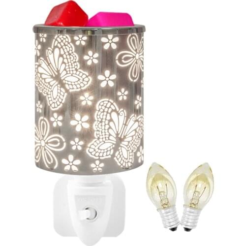 Electric Wax Melt Burner Plug In Fragrance Candle Wax Warmer, Metal Oil Burner Lamp for Scented Wax, Butterfly Night Light