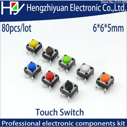 Hzy 80pcs 6*6*5mm Light touch switch DIP4 ON/OFF Touch button Touch micro switch keys button 6x6x5 High quality induction cooker