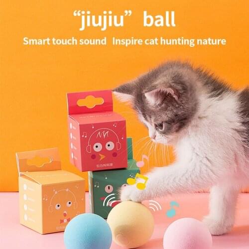 Cat Toys Interactive Ball Smart Pet Playing Ball Touch Sounding Toys New Pet Squeaky Supplies Products Contains Catnip Cat Toy