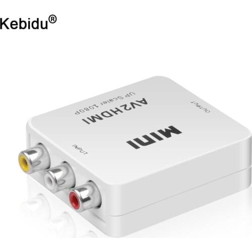 Kebidu Mini HD Video Converter Box RCA CVSB L/R AV Converter Adapter 1080P Support NTSC PAL Output HDMI-compatible TO AV