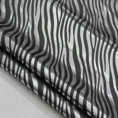 NCF201 White Black Zebra-stripe Chinese Silk Jacquard Satin Fabric Garment Fabric For Chinese Qipao Fabric For Handcraft making