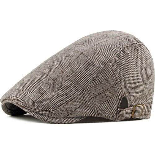 New Style Mens Plaid Beret Summer Fashion Women Cotton Vintage Cap Outdoor Adjustable Plaid Design Sun Hat For Travel Wholesale